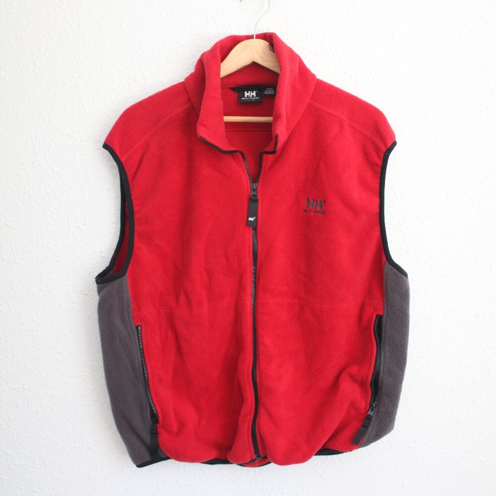 helly hansen red black fleece zip up vest mens XL
